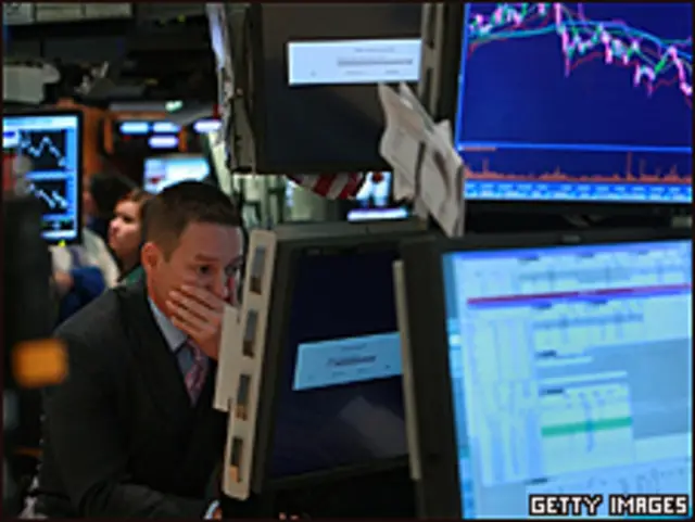 Corredor en Wall Street. Foto de archivo: 15 sept. 2008