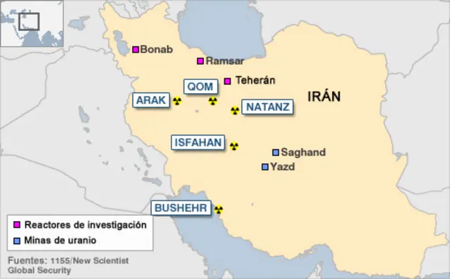 Mapa nuclear iraní