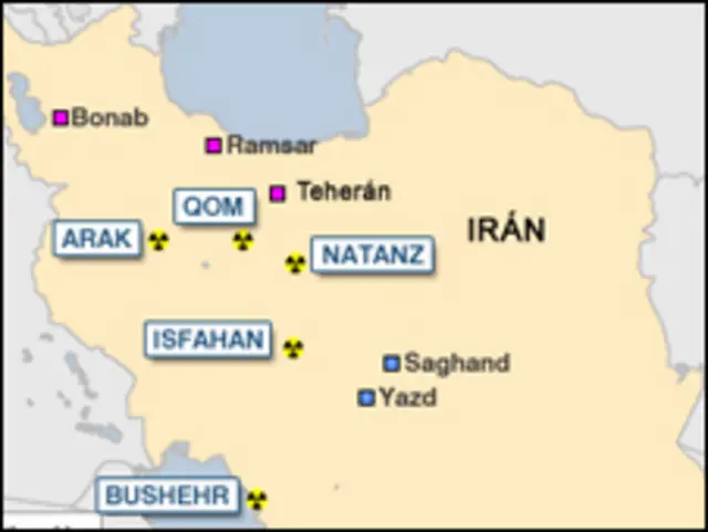 Peta lokasi fasilitas nuklir Iran