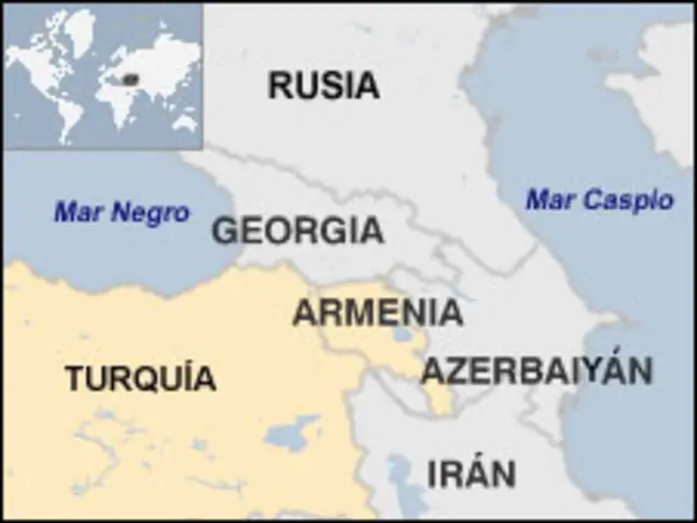Mapa de Armenia y países vecinos