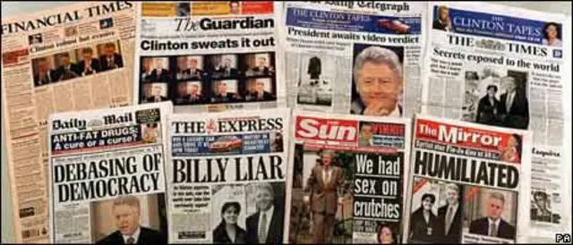英国报纸报道克林顿和莱温斯基丑闻