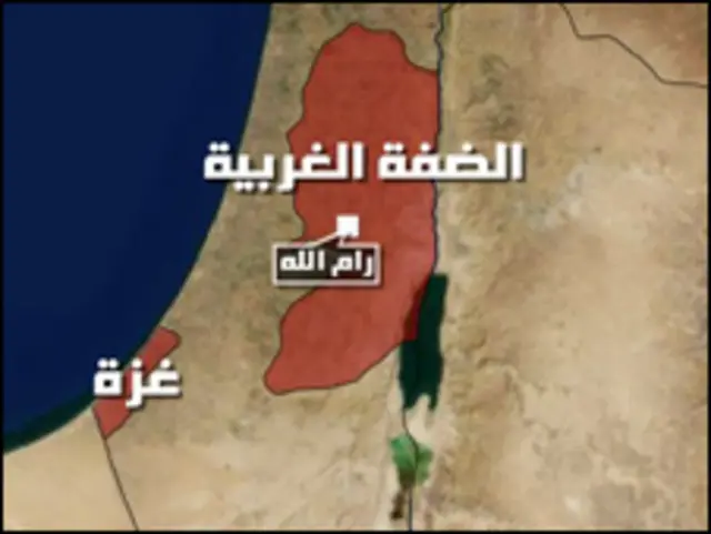 خارطة اسرائيل والاراضي الفلسطينية.