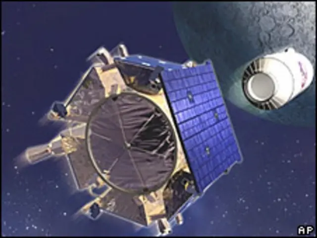 Ракета "Центавр" отделяется от носителя и направляется в сторону Луны