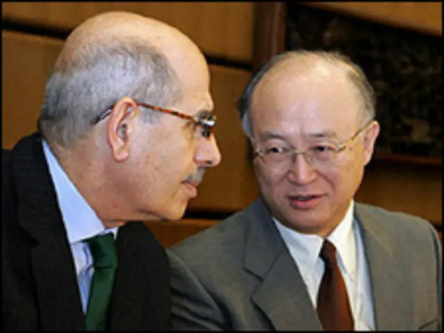 البرادعی (چپ) و آمانو