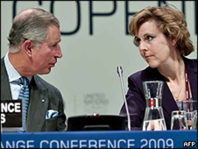 Príncipe Charles (esquerda) e Connie Hedegaard