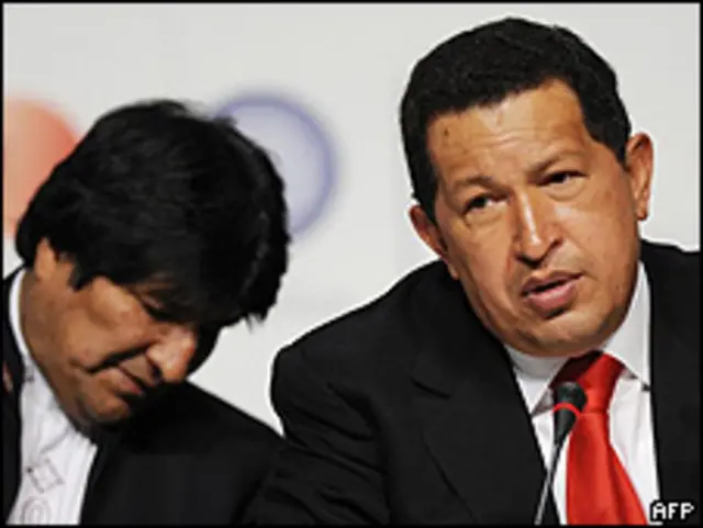 Evo Morales y Hugo Chávez, presidentes de Bolivia y Venezuela