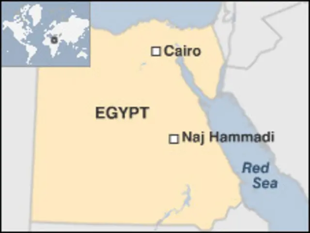 Peta lokasi Naj Hammadi di Mesir selatan