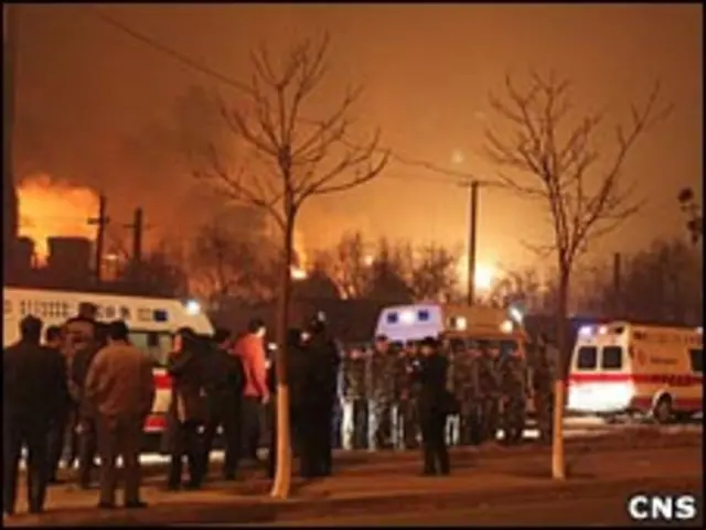 蘭州石化公司火災現場