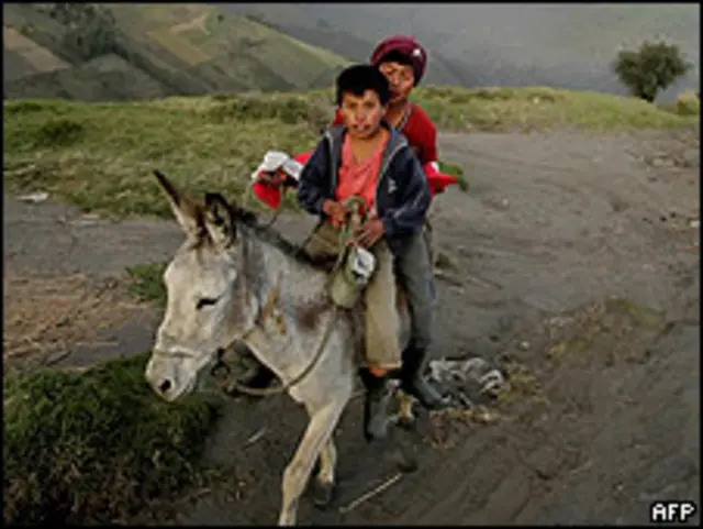 Niños en zona rural de Ecuador