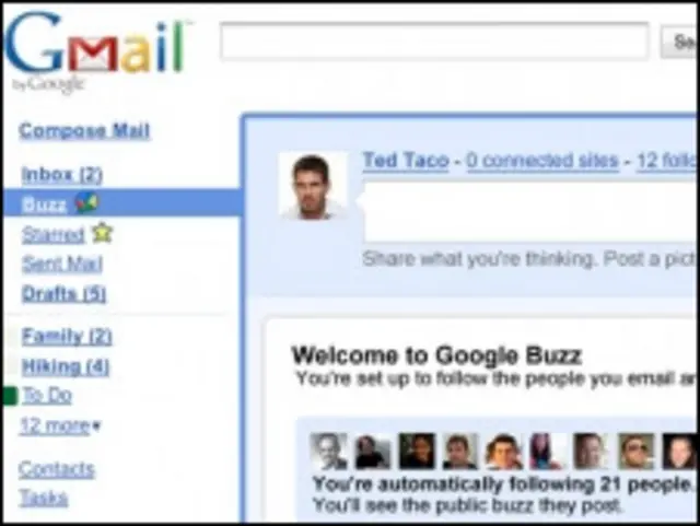 Buzz được cài trực tiếp trong hộp thư Gmail.