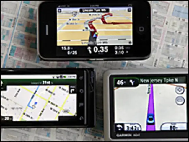 Teléfonos celulares y navegadores satelitales