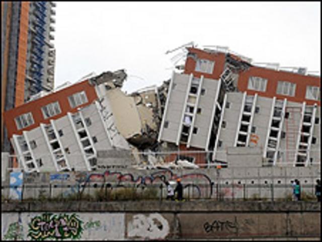 Edificio derrumbado en Concepción, Chile