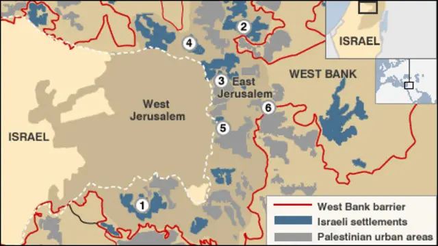 Peta sumber perselisihan di Yerusalem