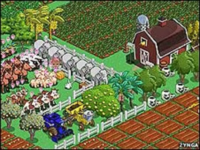 Una granja en FarmVille.