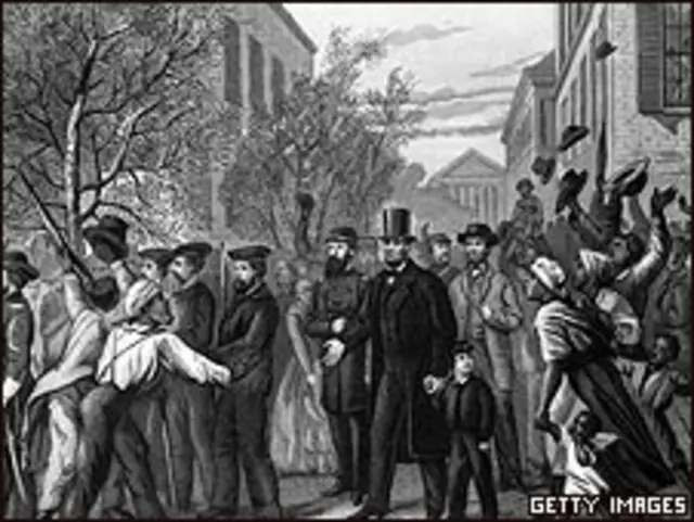 Grabado de A. Lincoln, del artista plástico L. Hollis.