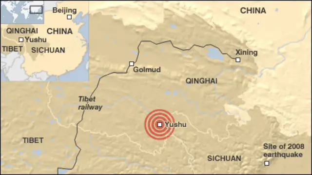 Peta lokasi gempa Cina