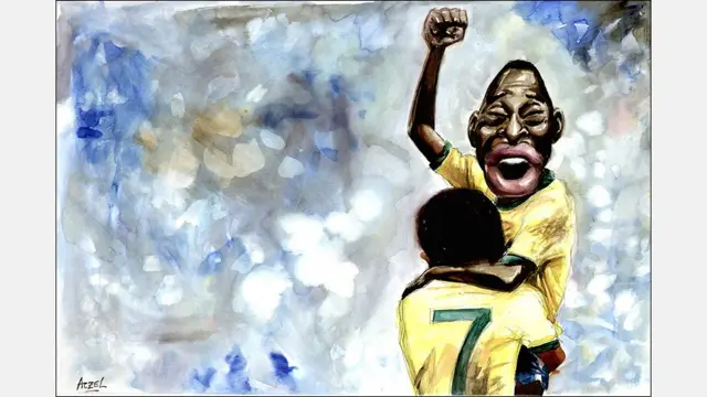 Пеле только что забил гол в ворота сборной Италии (финал ЧМ-1970 в Мексике)