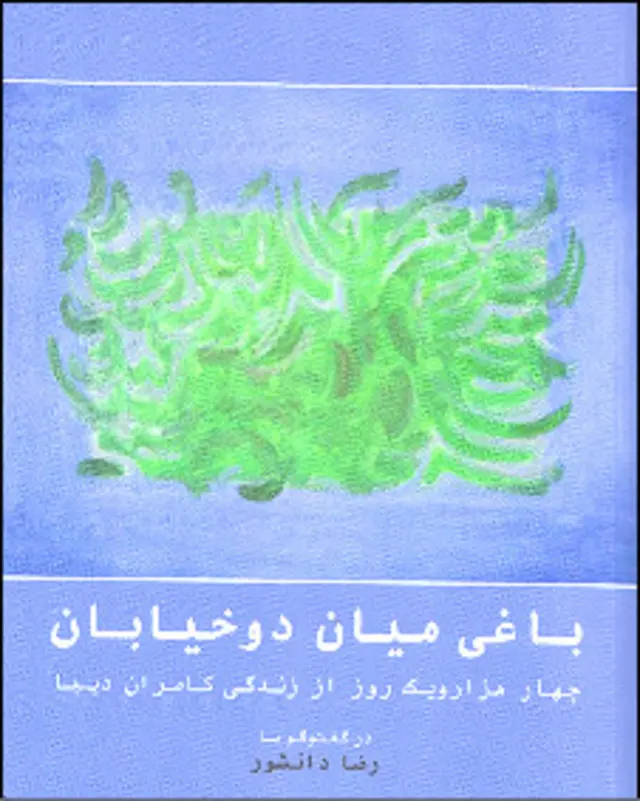 تصوير جلد کتاب تابلويی از آثار کامران ديباست با عنوان سبز روی آبی، که در سال ۱۳۴۱ نقاشی کرده است