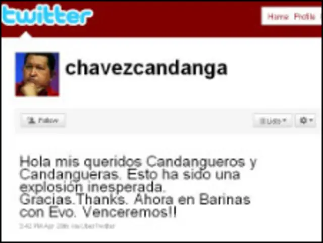 Akun Chavez di Twitter