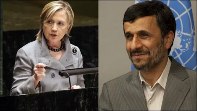 Hillary Clinton terlibat baku tuduh dengan Presiden Mahmoud Ahmadinejad 
