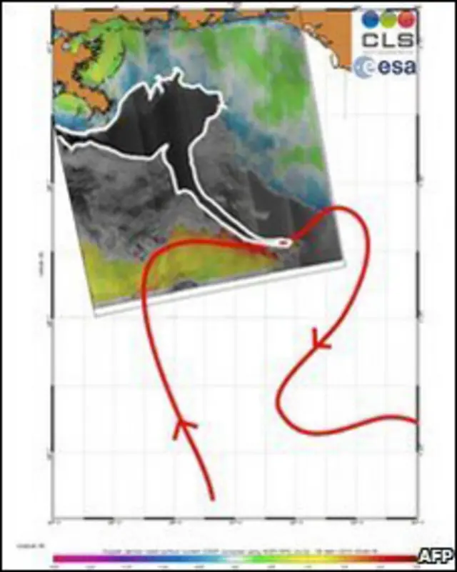 Imagen satelital del Golfo de México, Agencia Espacial Europea