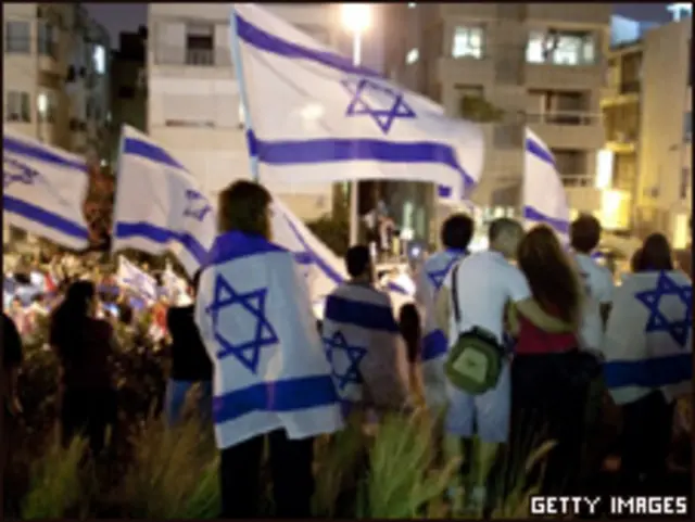 Protesta de israelíes frente a la embajada de Turquía en Tel Aviv