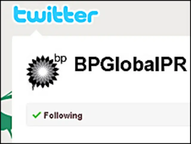 Cuenta "falsa" de BP en Twitter