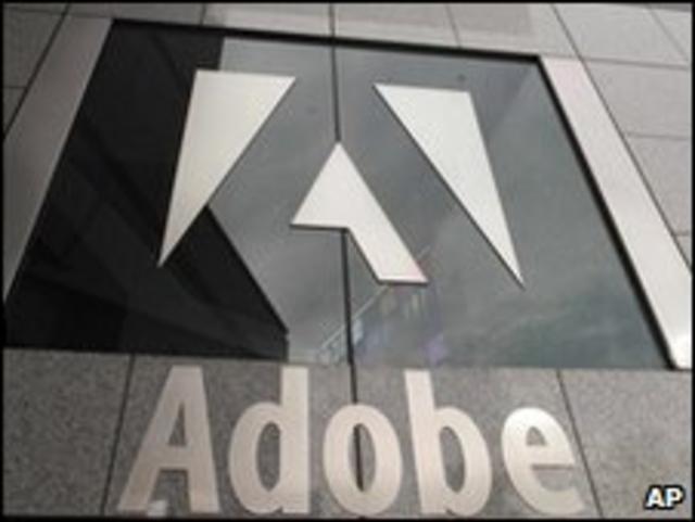 Imagen del logo de Adobe en sus oficinas