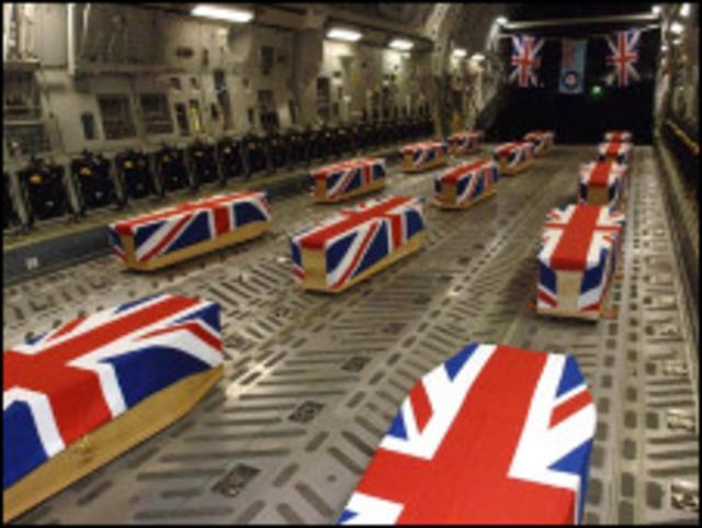 Гробы под британским флагом