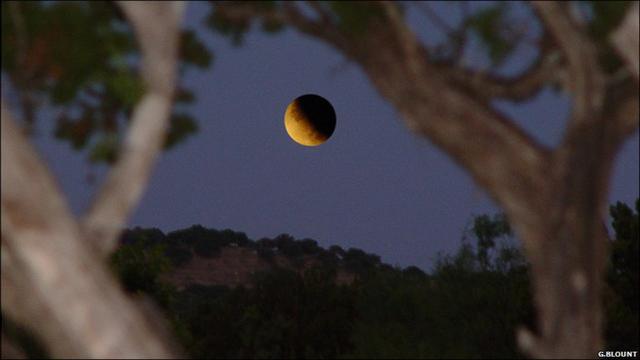 Eclipse lunar en Christoval, en Texas, Estados Unidos.