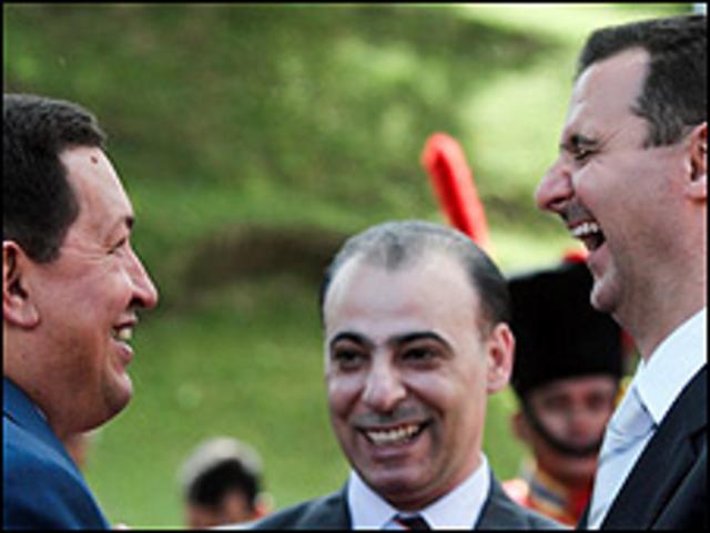 Los presidentes de Venezuela, Hugo Chávez, y de Siria, Bashar al-Assad.