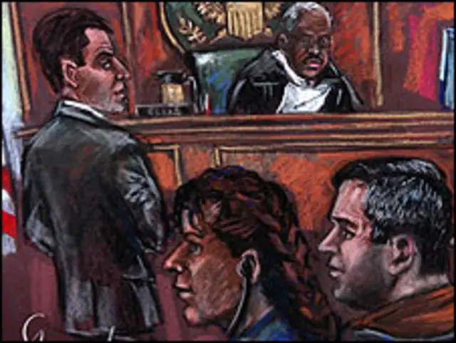 Скетч из зала суда в Нью-Йорке