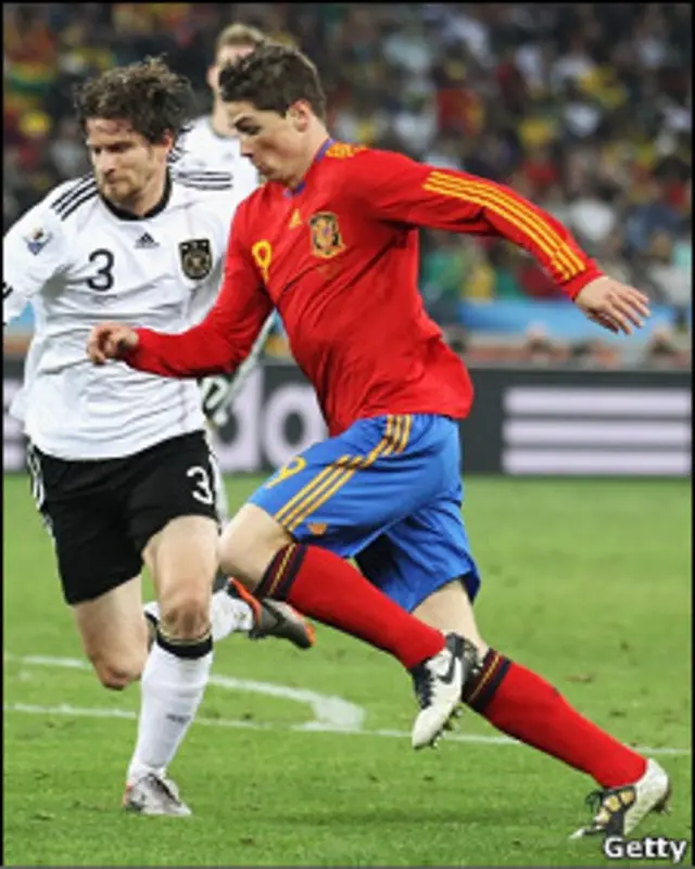 Torres en acción contra Alemania