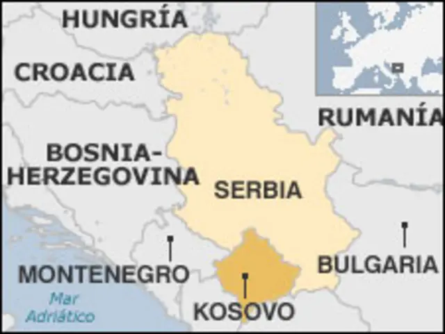 mapa de Serbia y Kosovo