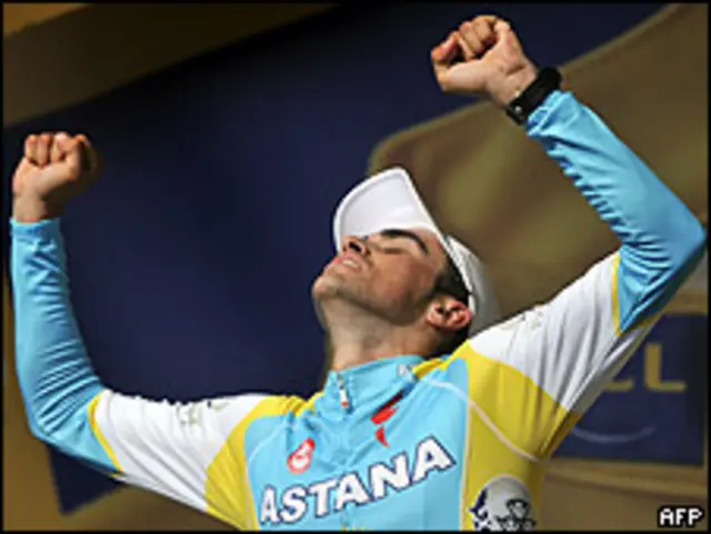 Alberto Contador, ciclista español, en la penúltima etapa del Tour de Francia 2010.