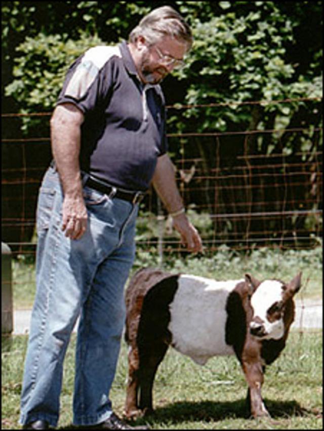 Richard Gradwohl y vaca en miniatura