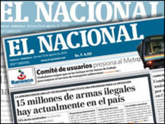 Portada de El Nacional (foto de archivo, imagen cortesía de Globovisión). 