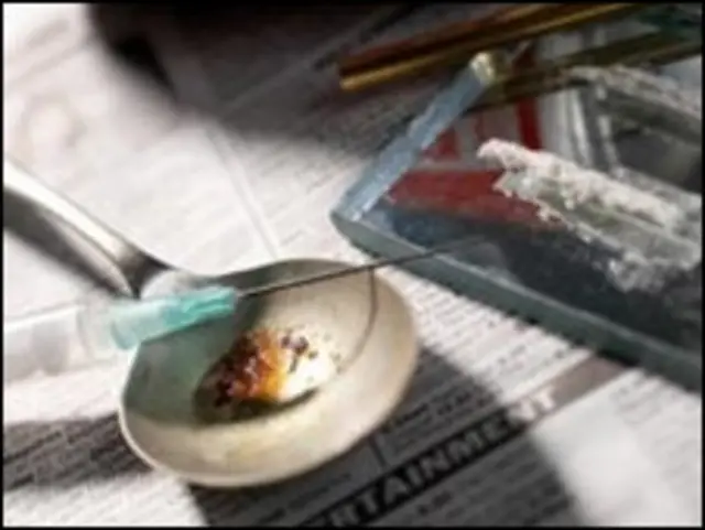 Шприц и ложка для подготовки героина