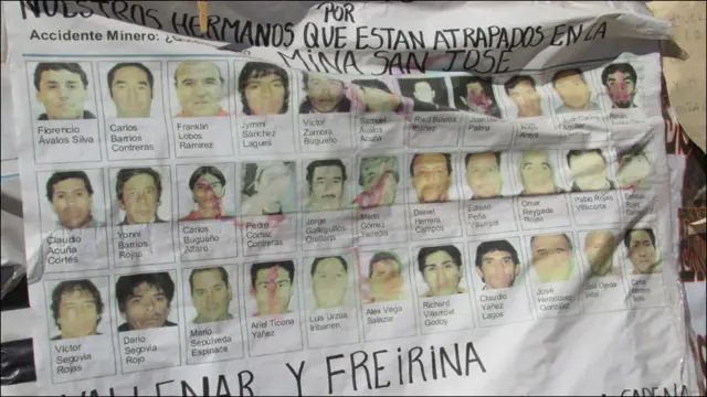 Cartel que muestra a los mineros