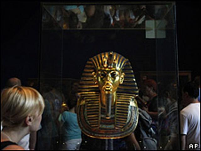 Máscara de Tutankamon en el Museo Egipcio de El Cairo.