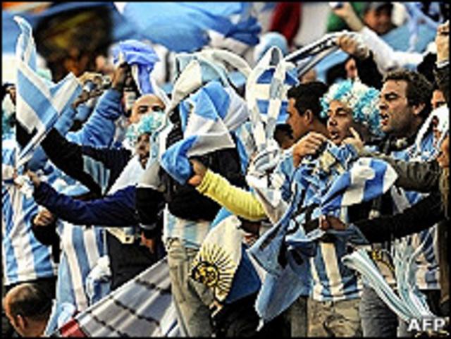 Aficionados argentinos en el Mundial de Sudáfrica