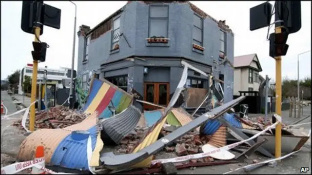 Gedung rusak akibat gempa Selandia Baru