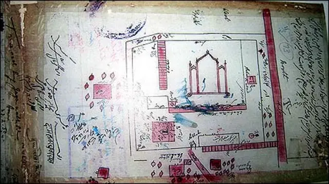 विवादित स्थान का 1885 का नक्शा