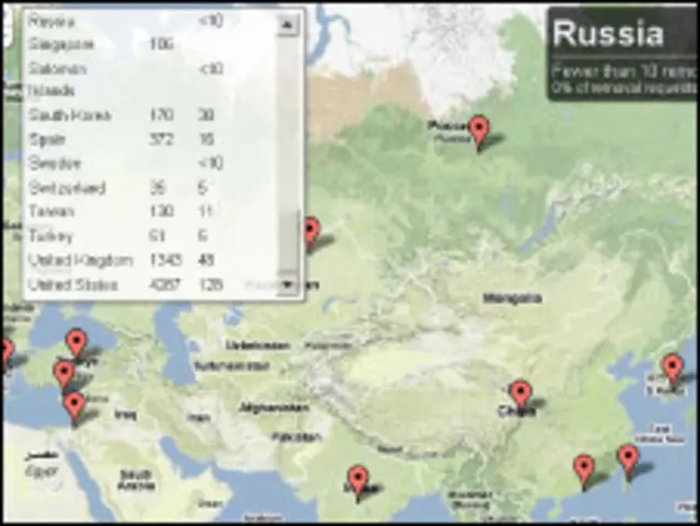 Карта цензуры Google