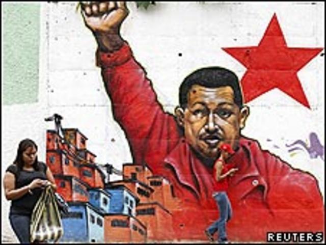 Mural del presidente Hugo Chávez en Caracas