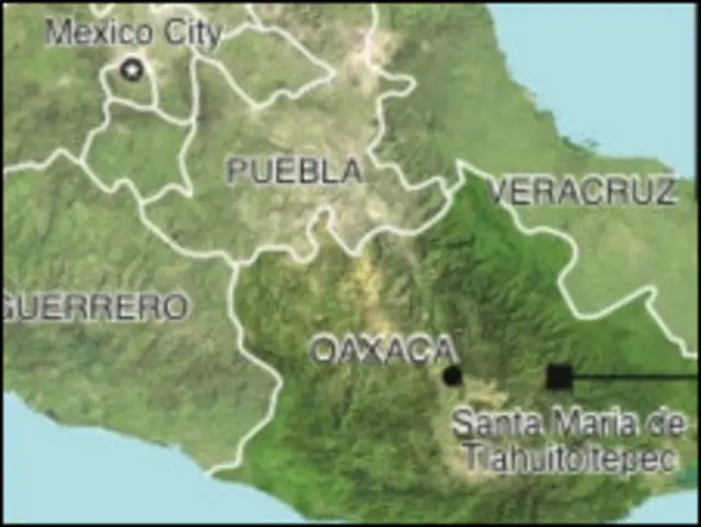 Peta lokasi Oaxaca di Meksiko selatan