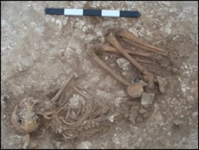 Restos del "chico del collar de ámbar" (Foto: Wessex Archaeology)