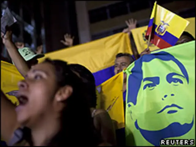 Simpatizantes del gobierno de Rafael Correa