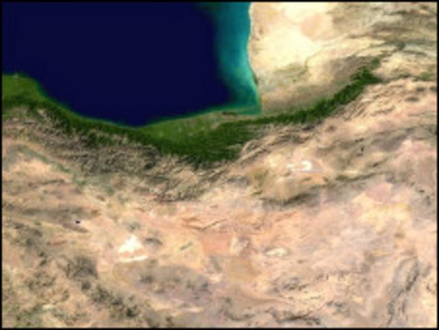 عکس فضایی از بخشی از ایران و خزر که سمنان در آن قرار دارد