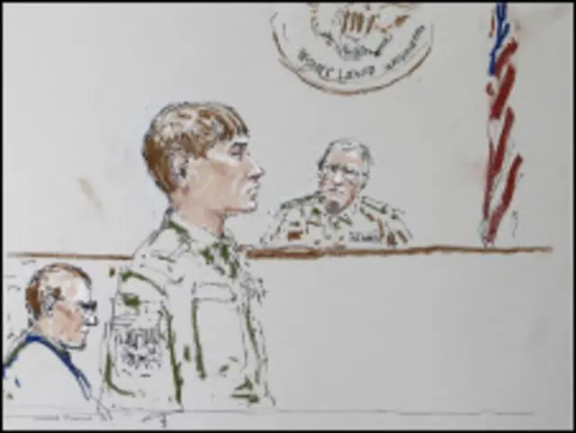 Sketsa pengadilan Kopral Jeremy Morlock di Pengadilan Militer AS
